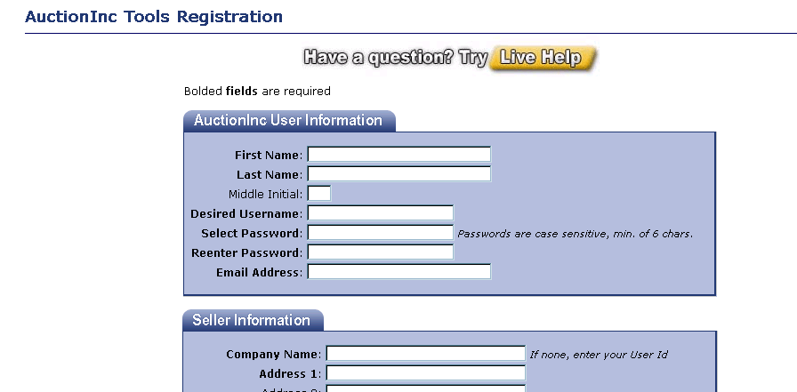 Registration Screen Shot